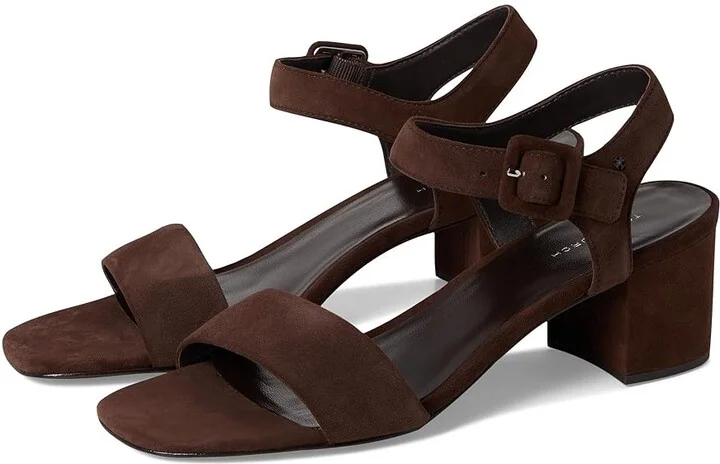 Tory Burch Double T City Sandals 55mm Women's Wedge Shoes Dark Cocoa : 9 M, Textile