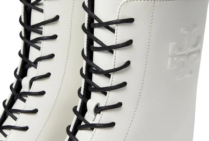 Tory Burch Double T Combat Boot Women's Boots Blanc : 9.5 M, Leather - Image 5