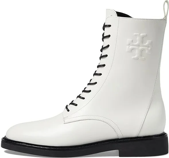 Tory Burch Double T Combat Boot Women's Boots Blanc : 9.5 M, Leather - Image 6