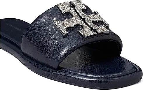 Tory Burch Double T Deco Sport Slide Women's Sandals New Navy : 6.5 M, Leather - Image 3