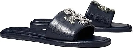 Tory Burch Double T Deco Sport Slide Women's Sandals New Navy : 6.5 M, Leather