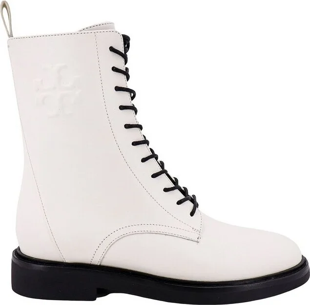 Tory Burch Double T Embossed Lace-Up Boots