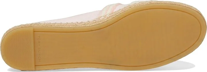 Tory Burch Double T Espadrille Women's Flat Shoes Pink Tulle : 5 M, Leather/Rubber/Textile - Image 3