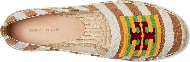 Tory Burch Double T Espadrille Women's Flat Shoes Whiskey Brown/Naturale : 7.5 M, Leather/Rubber/Textile - Image 2