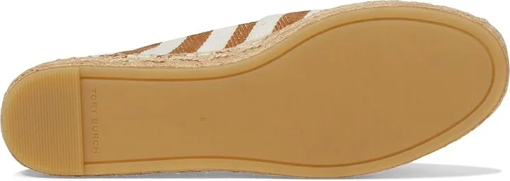 Tory Burch Double T Espadrille Women's Flat Shoes Whiskey Brown/Naturale : 7.5 M, Leather/Rubber/Textile - Image 3