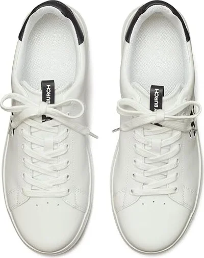 Tory Burch Double T Howell Court Women's Shoes Titanium White/Perfect Black : 11 M, Leather - Image 2