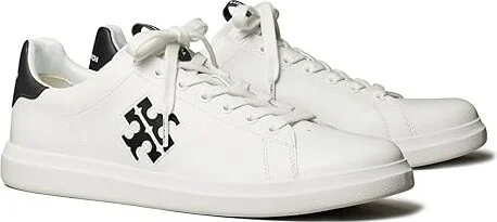 Tory Burch Double T Howell Court Women's Shoes Titanium White/Perfect Black : 11 M, Leather