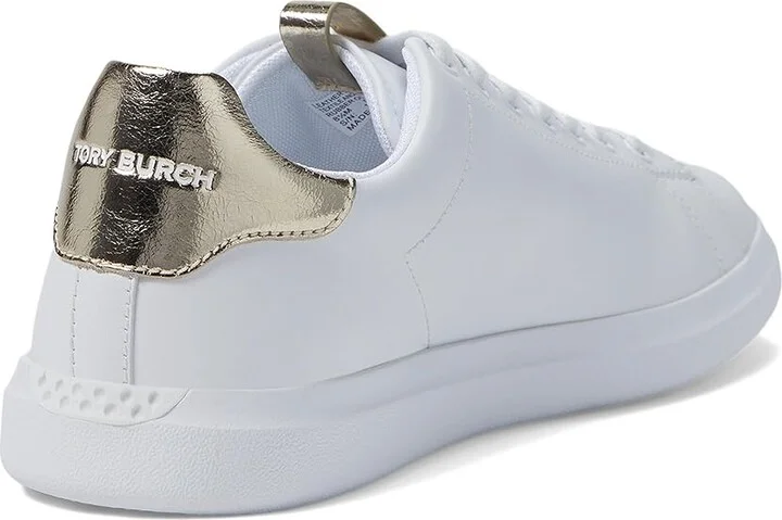 Tory Burch Double T Howell Court Women's Shoes Titanium White/Spark Gold : 5.5 M, Leather - Image 4