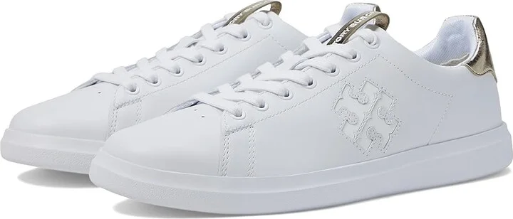 Tory Burch Double T Howell Court Women's Shoes Titanium White/Spark Gold : 5.5 M, Leather