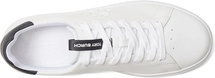Tory Burch Double T Howell Court Women's Shoes White/Perfect Navy : 5.5 M, Leather - Image 2