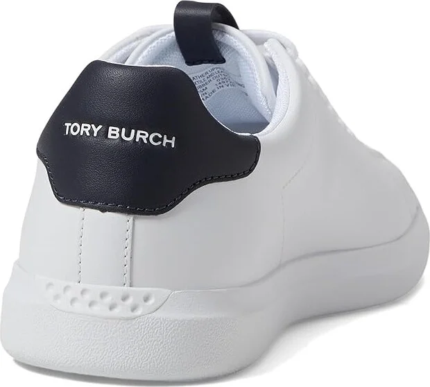 Tory Burch Double T Howell Court Women's Shoes White/Perfect Navy : 5.5 M, Leather - Image 4