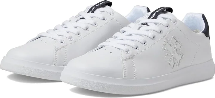 Tory Burch Double T Howell Court Women's Shoes White/Perfect Navy : 5.5 M, Leather