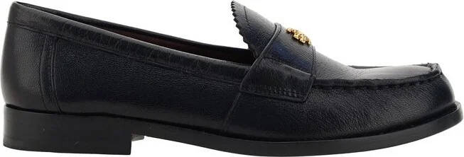 Tory Burch Double T Logo Plaque Round-Toe Loafers