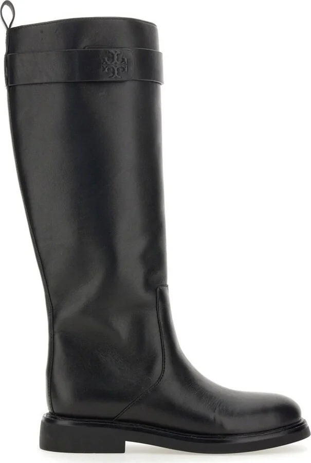Tory Burch Double T Round-Toe Knee-High Boots