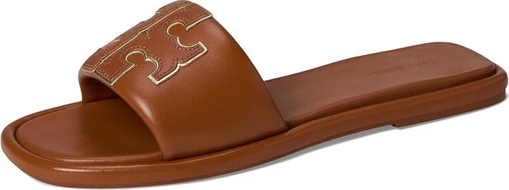 Tory Burch Double T Sport Slide Women's Shoes Bourbon Miele/Gold : 10 M, Leather - Image 5
