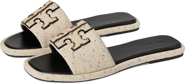 Tory Burch Double T Sport Slide Women's Shoes Grain/Perfect Black : 10 M, Leather
