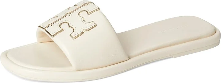 Tory Burch Double T Sport Slide Women's Shoes Light Cream/Gold : 7 W, Leather - Image 5