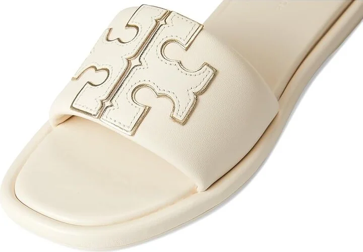Tory Burch Double T Sport Slide Women's Shoes Light Cream/Gold : 7 W, Leather - Image 7
