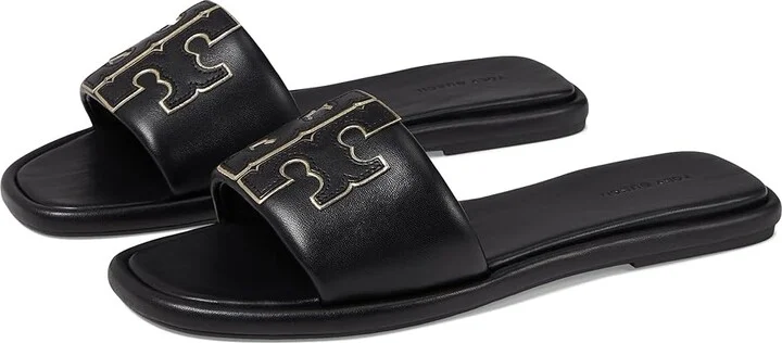 Tory Burch Double T Sport Slide Women's Shoes Perfect Black/Gold : 10.5 M, Leather