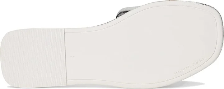 Tory Burch Double T Sport Slide Women's Shoes Silver : 5 M, Leather - Image 3
