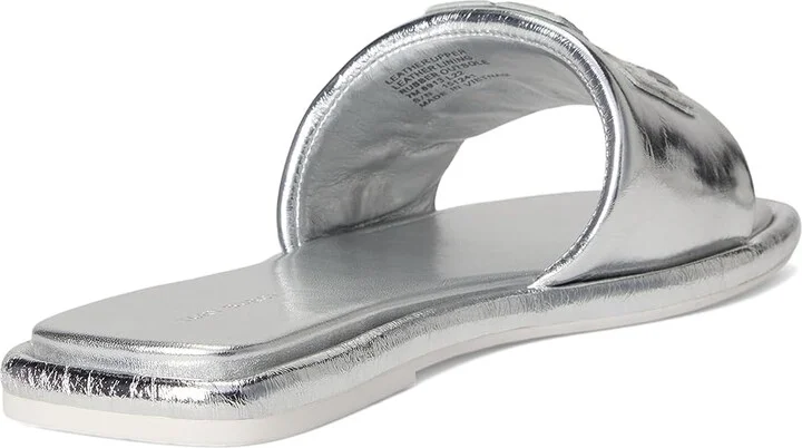 Tory Burch Double T Sport Slide Women's Shoes Silver : 5 M, Leather - Image 4