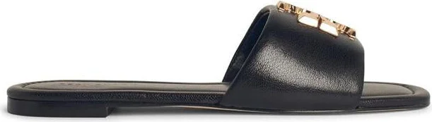 Tory Burch 'Eleanor' Black Leather Slippers