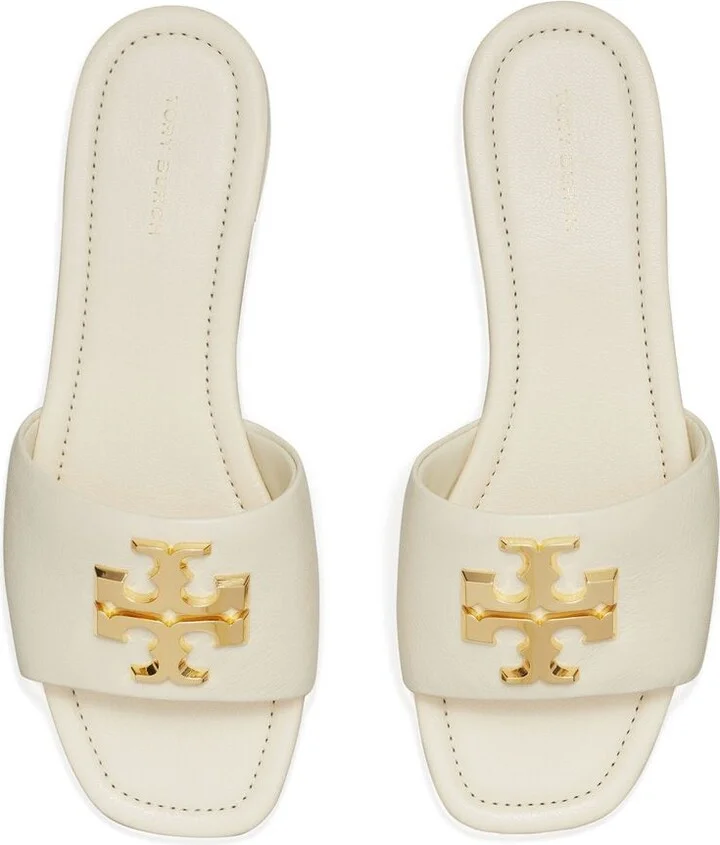 Tory Burch 'Eleanor' Cream Leather Slippers - Image 7