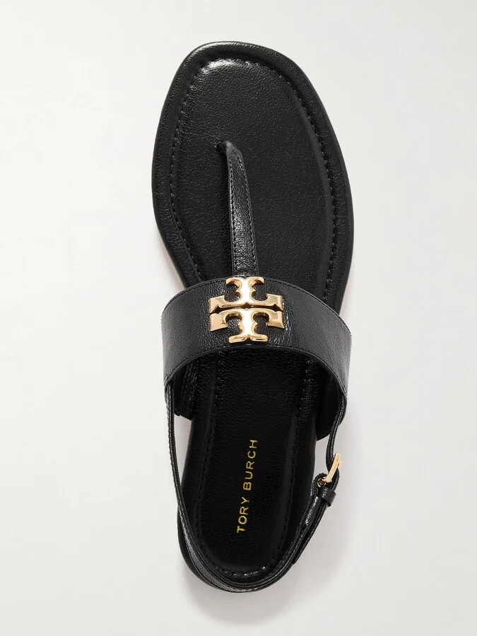 Tory Burch - Eleanor Embellished Leather Sandals - Black - Image 5