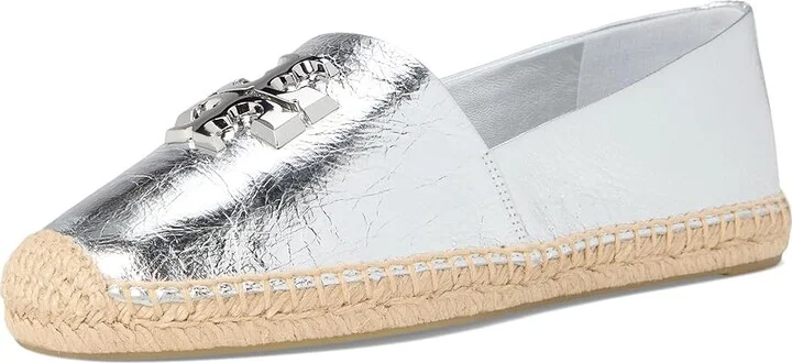 Tory Burch Eleanor Espadrille Women's Shoes Shiny Silver/Silver : 9 M, Velvet - Image 5