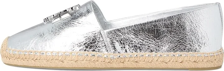 Tory Burch Eleanor Espadrille Women's Shoes Shiny Silver/Silver : 9 M, Velvet - Image 6