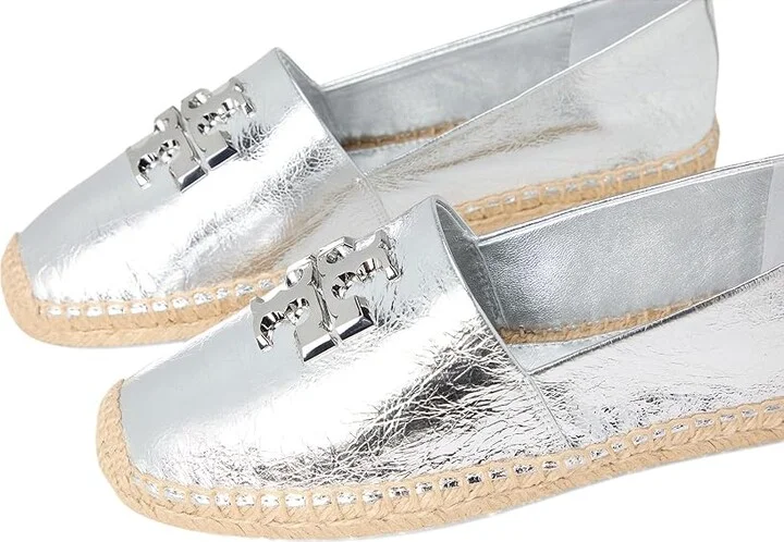Tory Burch Eleanor Espadrille Women's Shoes Shiny Silver/Silver : 9 M, Velvet - Image 7