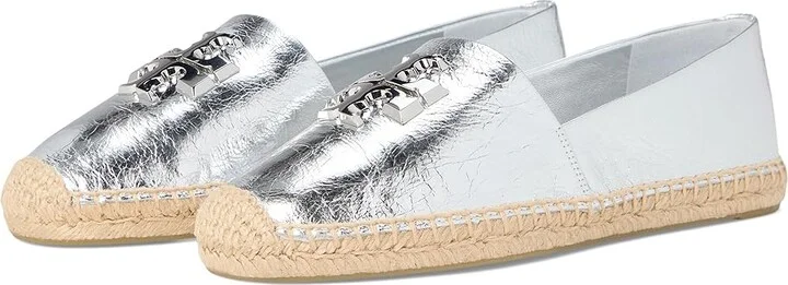 Tory Burch Eleanor Espadrille Women's Shoes Shiny Silver/Silver : 9 M, Velvet