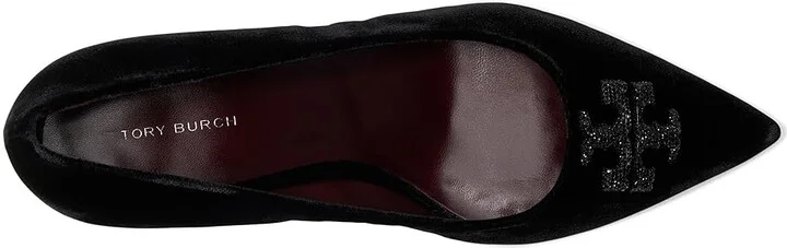 Tory Burch Eleanor Pave Pump 65 mm High Women's Heels Perfect Black 2 : 6 M, Leather/Suede - Image 2