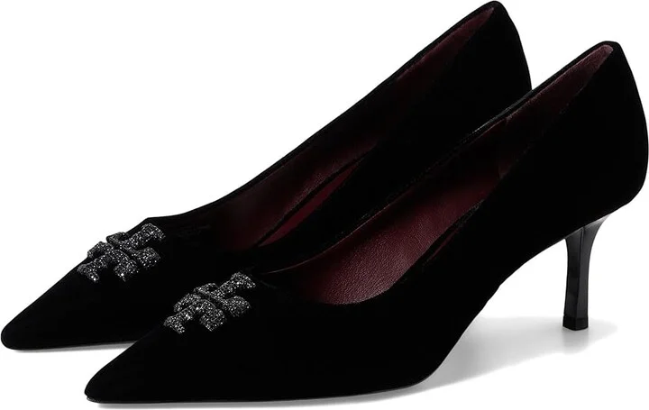 Tory Burch Eleanor Pave Pump 65 mm High Women's Heels Perfect Black 2 : 6 M, Leather/Suede