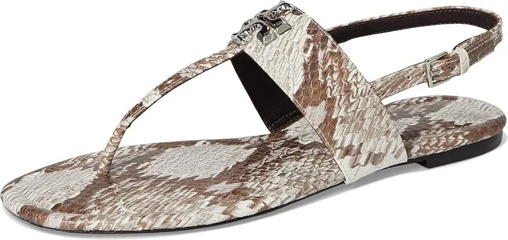 Tory Burch Eleanor Sandal Women's Shoes Granite Roccia/Gold : 5.5 M, Leather - Image 5