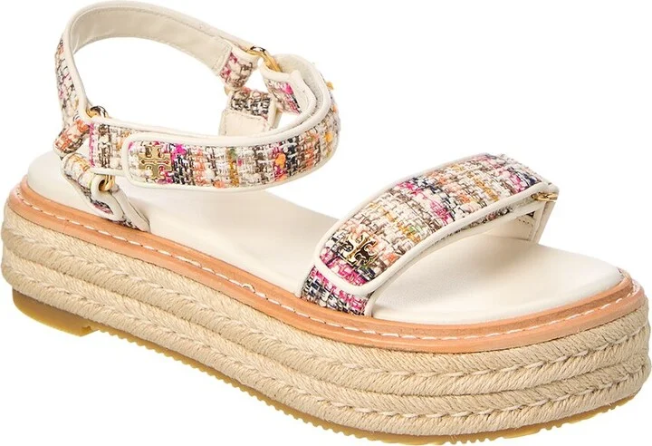 Tory Burch Espadrille Sport Tweed & Leather Sandal
