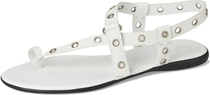Tory Burch Eyelet Toe Ring Sandals Women's Flat Shoes Cloud/Silver : 10.5 M, Leather - Image 5