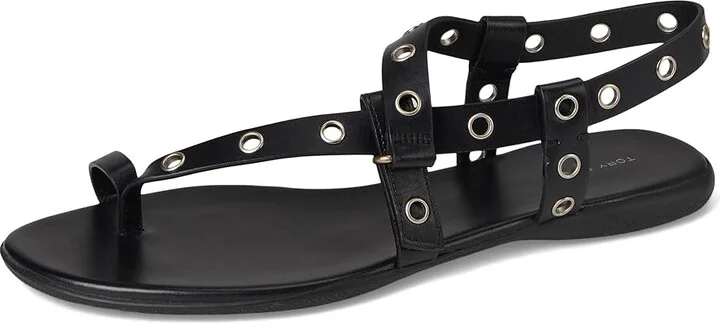 Tory Burch Eyelet Toe Ring Sandals Women's Flat Shoes Perfect Black/Silver : 9.5 M, Leather - Image 5
