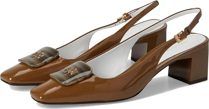 Tory Burch Georgia Slingback 55 mm High Women's Heels Almond Oats : 5.5 M, Leather