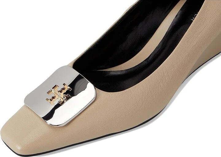 Tory Burch Georgia Wedge 55 mm High Women's Heels Stone Gray : 10 M, Leather - Image 7