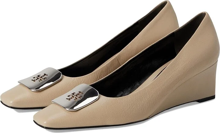 Tory Burch Georgia Wedge 55 mm High Women's Heels Stone Gray : 10 M, Leather