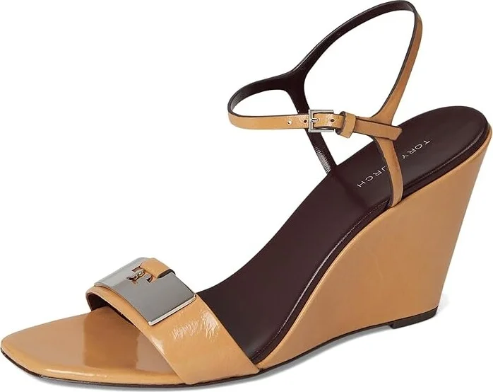 Tory Burch Gigi Wedge Sandal 80Mm Women's Sandals Cantucci/Silver : 5 M, Leather - Image 5