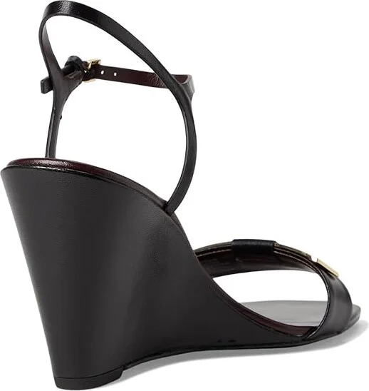 Tory Burch Gigi Wedge Sandal 80Mm Women's Sandals Perfect Black/Gold : 5.5 M, Leather - Image 4