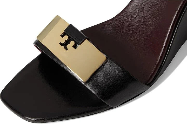 Tory Burch Gigi Wedge Sandal 80Mm Women's Sandals Perfect Black/Gold : 5.5 M, Leather - Image 7