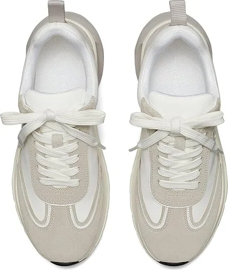 Tory Burch Good Luck Trainer Women's Shoes Bianco/Bianco/Fossil Stone : 5 M, Leather/Suede - Image 2