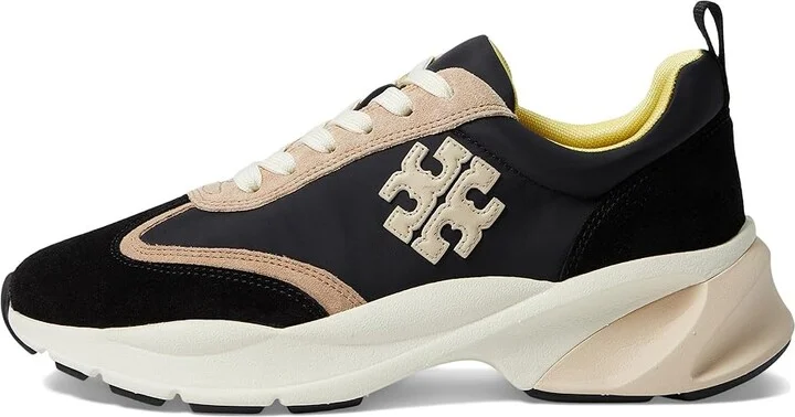 Tory Burch Good Luck Trainer Women's Shoes Black/Cream/Black : 5 M, Leather/Suede - Image 6