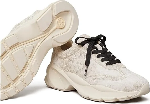 Tory Burch Good Luck Trainer Women's Shoes White/New Ivory : 8.5 M, Leather/Suede