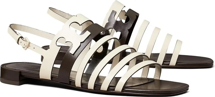 Tory Burch Ines Cage Sandals Women's Sandals Light Cream/Coco : 8.5 M, Leather