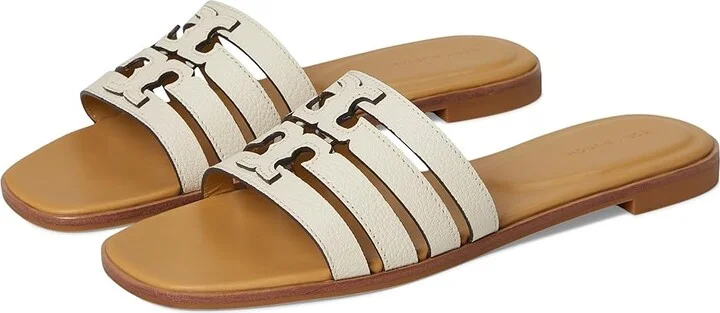 Tory Burch Ines Cage Slide Women's Sandals Light Cream/Ginger Shortbread : 8.5 M, Leather