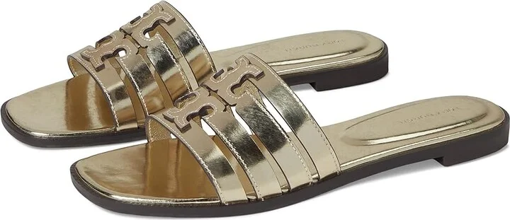 Tory Burch Ines Cage Slide Women's Sandals Spark Gold/Spark Gold : 9.5 M, Leather